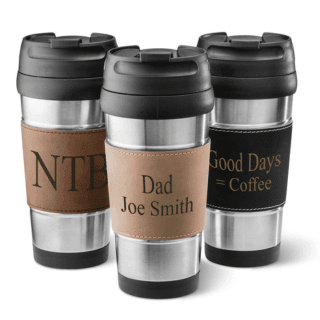 Personalized Leatherette Wrapped 14 oz. Stainless Steel Tumbler