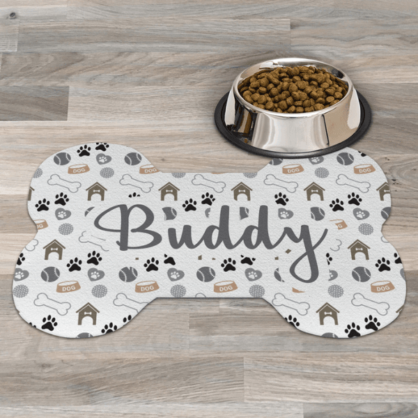 Dog Bone Mat with Icons (Personalized Name)