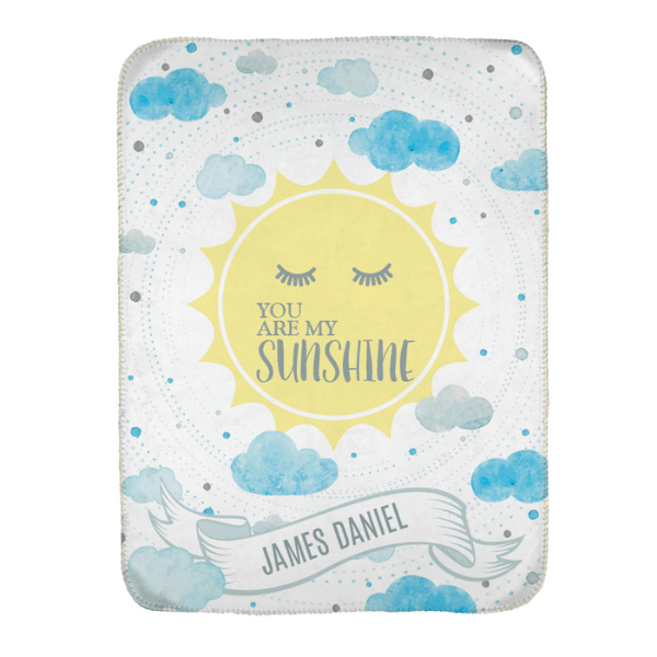 You Are My Sunshine Sherpa Lined Baby Blanket (Personalized Name)